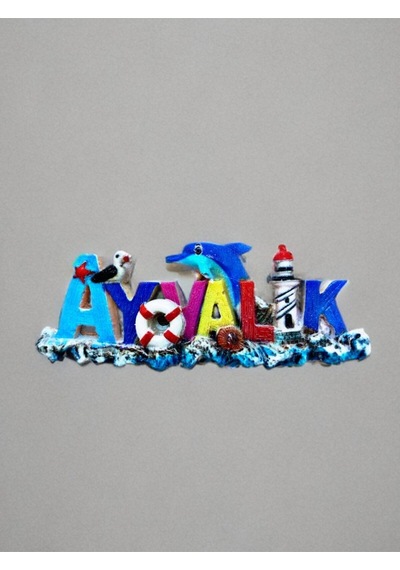 Ayvalık Temalı Polyester Magnet. 11cm X 4cm.