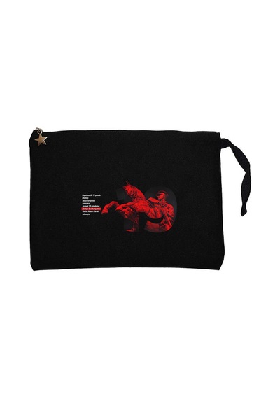 Cumhuriyet Anma Siyah Clutch Astarlı Cüzdan / El Çantası