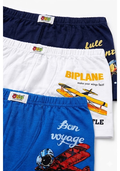 Öts Erkek Çocuk 3 Lü Pamuklu Boxer Baskılı Günlük Klasik Model 7254-3 Renkli