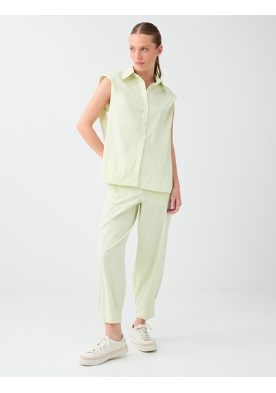 Jimmy Key Mint Yeşili Beli Lastikli Pamuk Karışımlı Poplin Pantolon 6sw187657332
