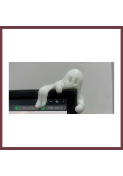 Storeşahin 3d Baskı Monitör Kenarı Hayalet Figürü Masaüstü Dekoratif Hayalet Cadılar Bayramı Ekran Süsü Beyaz Shn0720