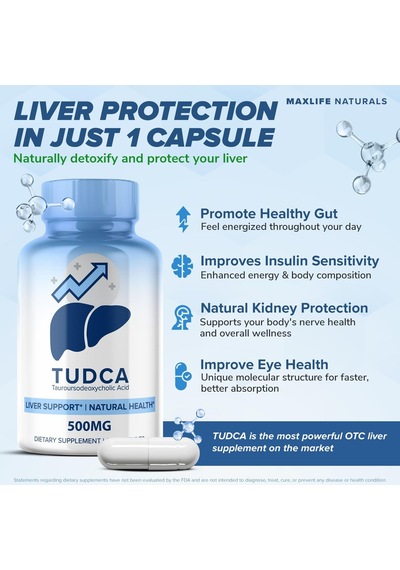 Maxlife Naturals Tudca Liver Tauroursodeoxycholic Acid Bile Salts Gallbladder Support Digestive Bala