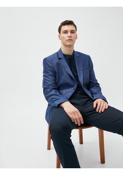 Koton Blazer Slim Fit Düğme Detaylı Cepli Lacivert 3sam50043hw 3SAM50043HW716 Lacivert