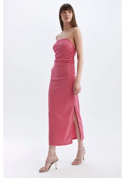 DeFacto Bodycon Straplez Bürümcük Midi Abiye Elbise D3510AX24HSPN296