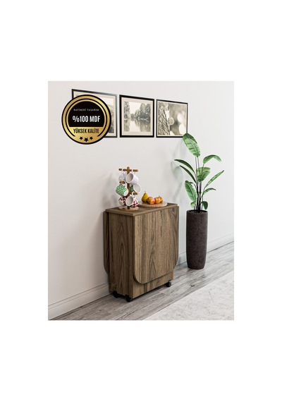 Oval Masa Açılır Katlanır Fonksiyonel Mdf Ceviz Oval Masa Açılır Katlanır Fonksiyonel Mdf Ceviz