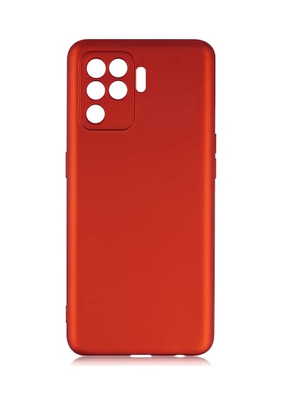 Kilifone - Oppo Uyumlu Reno 5 Lite - Kılıf Mat Renkli Esnek Premier Silikon Kapak - Kırmızı