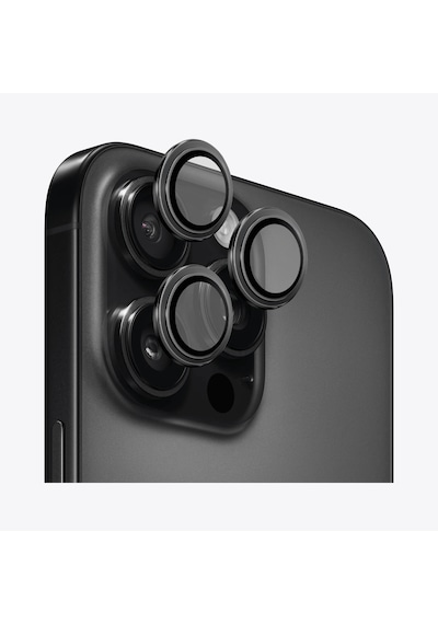 Safeus Safir Temperli Kamera Lens Koruyucu Apple Uyumlu iPhone 16 Pro Max İle Siyah