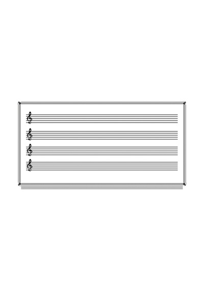 120X240 Müzik Çizgili Beyaz Laminat Yazı Tahtası