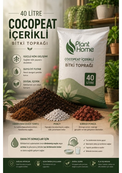 40 Litre Cocopeat İçerikli Bitki Toprağı Perlit & Kırmızı Pomza İçeren Saksı Ve Bahçe Toprağı Diğer