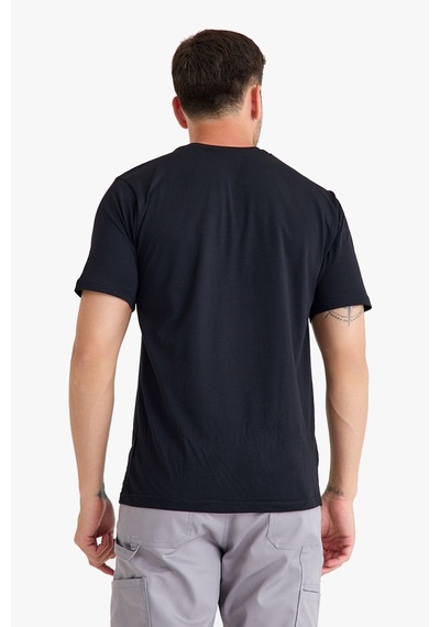 Bisiklet Yaka Kalem Cepli T-shirt SIYAH