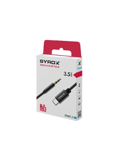 Syrox DT24 Type-C Aux Dönüştürücü Siyah