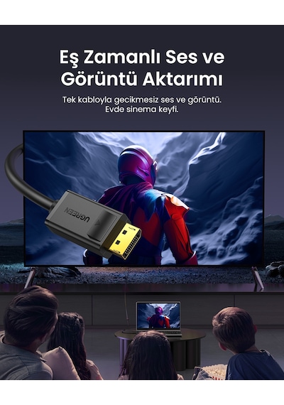 Ugreen Display Port To Hdmı 1080p Dönüştürücü Adaptör Siyah, 40362