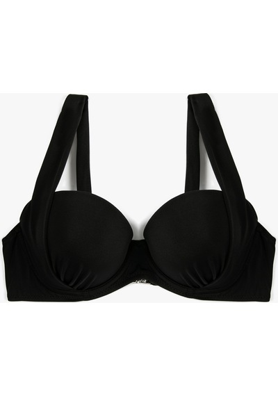 Koton Push Up Bikini Üstü Kalın Askılı Drapeli Siyah 3sak10152bm 3SAK10152BM999