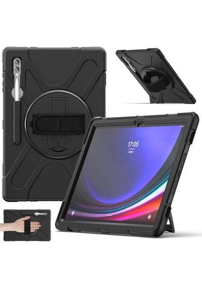 Galaxy Uyumlu  Tab S8 Ultra Omsy Defender Tablet Silikon - Siyah Arka Kapak