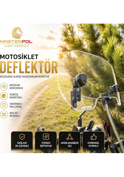 Honda Uyumlu Deflektör Rüzgar Saptırıcı Siperlik Şeffaf Motor Camı Cam Uzatma Model 3