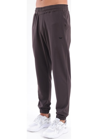Rowinger Modal İnterlock Kumaş Nakış Logolu Paçası Lastikli Erkek Jogger Eşofman Altı Brown