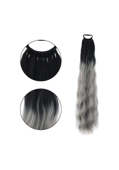Lastik Tokalı At Kuyruğu Su Dalgalı / Siyah / Gri Ombre - Abay-718176 Çok Renkli