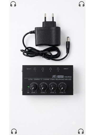 Microamp Ha400 4 Kanal Ultra Kompakt Stereo Kulaklık Amfisi 12v Adaptörlü