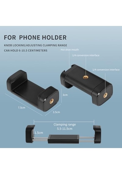 Ayarlanabilir Eklemli Sihirli Kol Kelepçe Ve Telefon Tutucu Klipsli Masa Montajı, Masa Standı, Cep Telefonu Tripod 3 Arms+kelepçe+klip