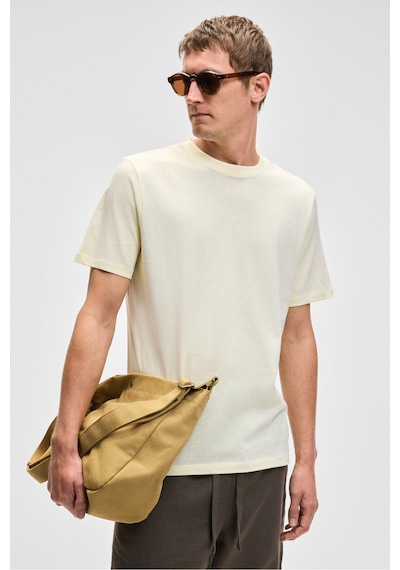 Grimelange Mocassın Erkek %100 Pamuk Relaxed Fit Yuvarlak Yaka Kısa Kollu Sarı T-shirt