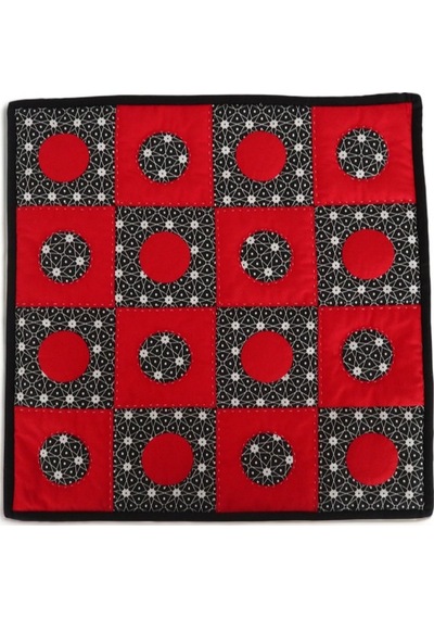 Patchwork El Yapımı Yastık Kırmızı Siyah Kırmızı