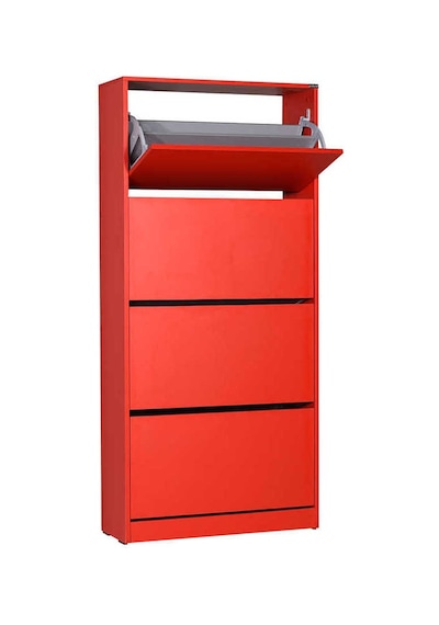 Flat Duo 4 Katlı Geniş Ayakkabılık-Kırmızı 73x157x26 cm (GxYxD) Kırmızı