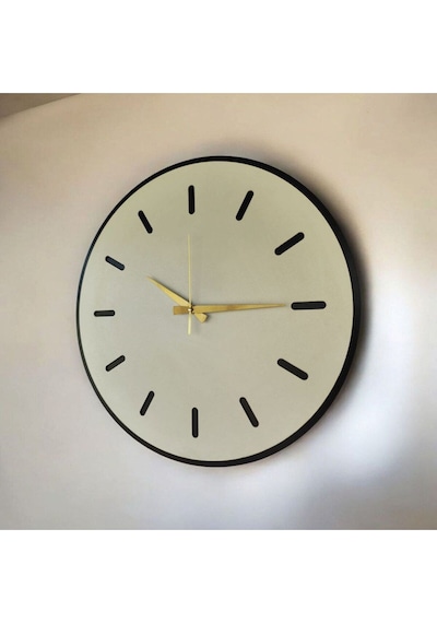 Ahşap Beyaz Renk Sade Sayılı Hediyelik Sessiz Duvar Saati 50cm Beyaz