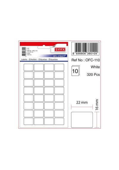 Tanex Ofıs Etıketı Ofc-110 Beyaz - 30 Adet
