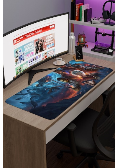 Baldur's Gate 3 Kaymaz Dikişli Kauçuk Oyuncu Mousepad V1 - 90x40 Xxl Gaming Mouse Pad Fare Altlığı