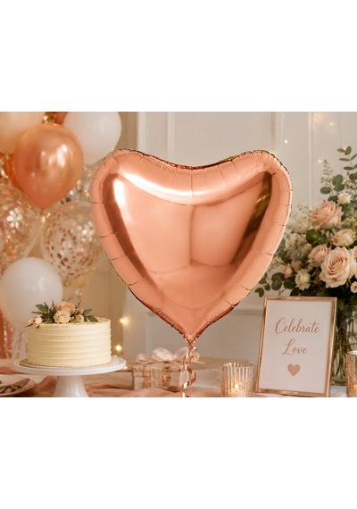 Rose Gold Kalp Folyo Balon 18 İnç Doğum Günü Parti Süsü Dekorasyon Balonu Helyumlu Çok Renkli