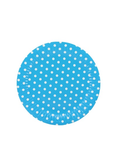 Puanlı. Mavi Karton Tabak - 23.00 CM - 8 Adet
