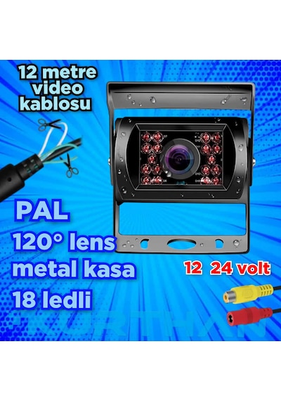 Ticari Araçlara Uyumlu Gece Görüşlü Metal Kasa Araç Kamera12-24 V