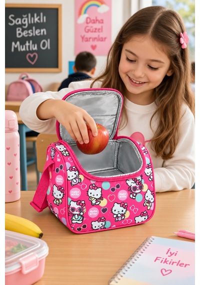 Hello Kitty Termal Isı Yalıtımlı Beslenme Çantası Çocuk Okul Yemek Çantası Pembe 24x22x14 Cm Çok Renkli