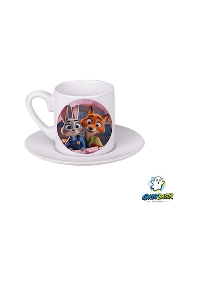 Zootropolis Nick Ve Judy Türk Kahvesi Fincanı 0193 Beyaz