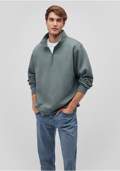 Mavi - Yarı Fermuarlı Yeşil Basic Sweatshirt 0s10278-71577 Yeşil