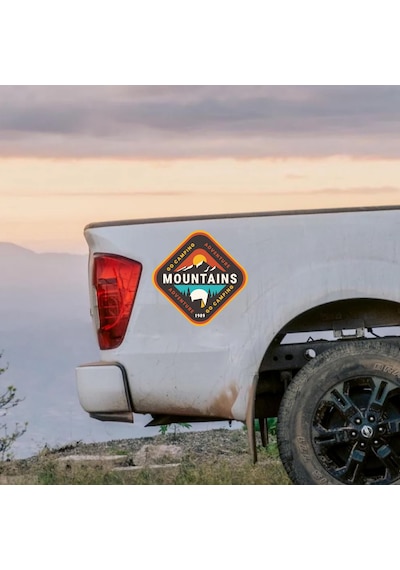 Dağ Kamp Ve Macera Sticker - Camping Adventure Mountains Sticker - Araba Oto Motosiklet Karavan Cam Sticker - 00114 40x40 Cm
