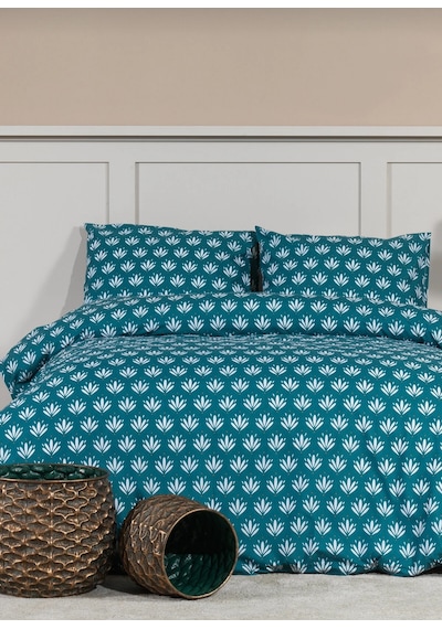 Koyu Turkuaz Batik Desenli Nevresim Takımı Çift Kişilik Koyu Mavi