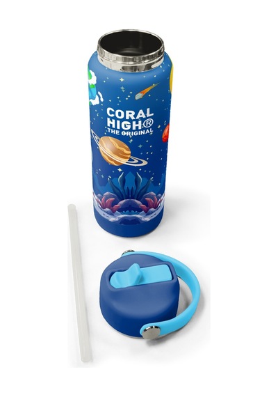 Coral High Lacivert Astronot Desenli Katlanır Ağızlıklı Çelik Termos 650 Ml 38334 Lacivert