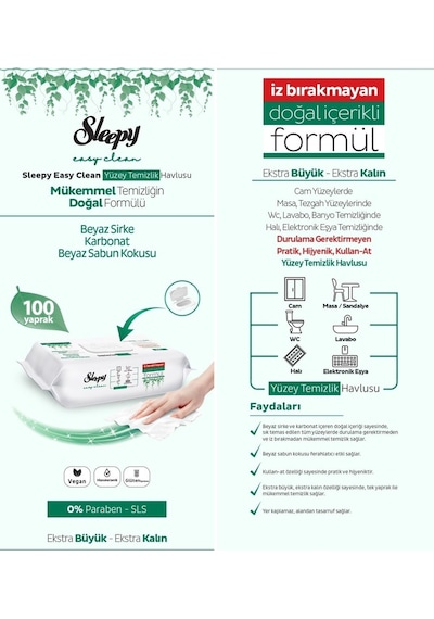 Sleepy Easy Clean Yüzey Temizlik Havlusu 100x9 900 Yaprak Tekli