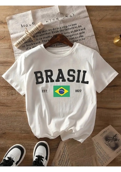 Tarzsokak Unisex Brazil Oversize Vintage Beyaz