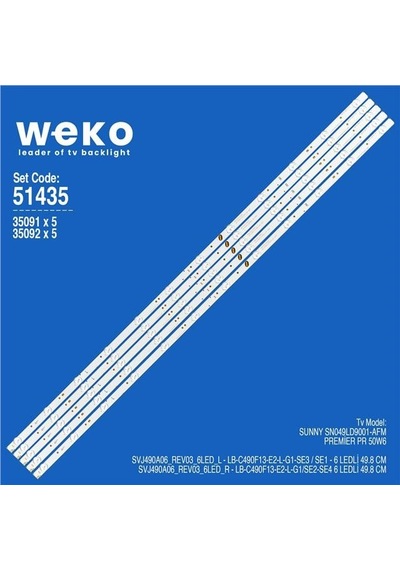 Wkset-6435 35091x5 35092x5 Svj490a06 Rev03 6led L/r Birleştirilmiş Led Kodu 5 Adet Led Bar Tvnizi Açıp İçindeki Led Barla Birebir Aynısı Olduğunu Görmeden Almayınız. Sonrasında İade Almamaktayız.