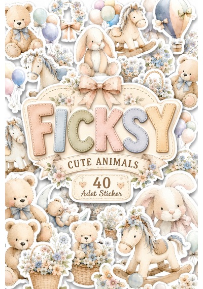 Sevimli Oyuncaklar Soft Bebek Odası Temalı Sticker Seti - 40 Adet Etiket Çıkartma Diğer