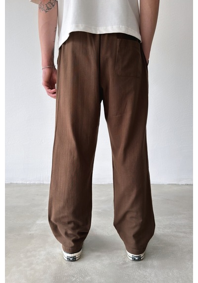 Flaw Bel Lastikli Keten Pantolon-29014 Kahverengi Flaw Bel Lastikli Keten Pantolon-29014 Kahverengi