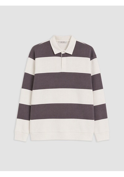 Lcw Vision Bej Polo Yaka Çizgili Erkek Sweatshirt