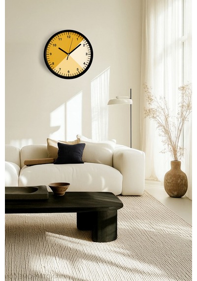 Modern Tasarım Duvar Saati - 30cm - Önü Camlı Siyah Kasa - Sessiz Mekanizma-jh0606 Siyah
