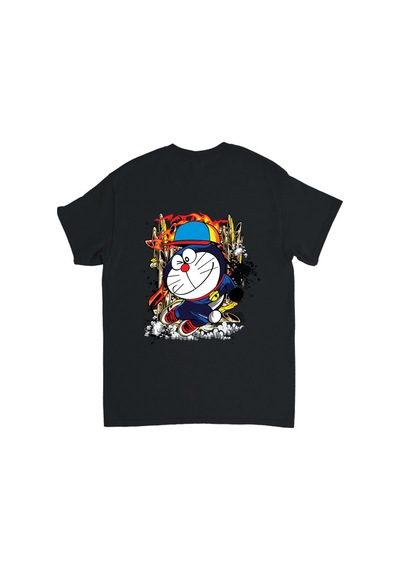Paybuy Çocuk Tişört Anime Kedi Karakteri Şapka Sneaker Dinamik Baskı Rah Siyah