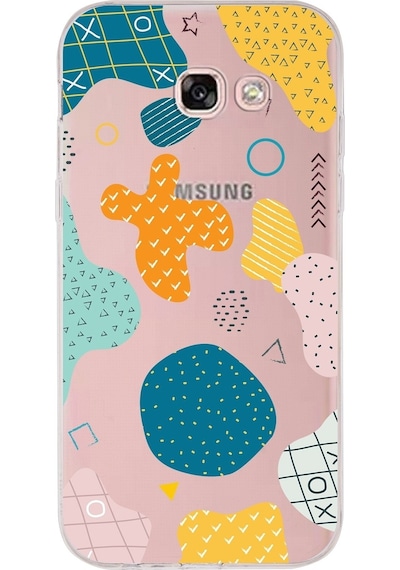Samsung Galaxy A5 2017 Uyumlu Kapak Geometrik Şekiller Tasarımlı Şeffaf Silikon Kılıf Şeffaf