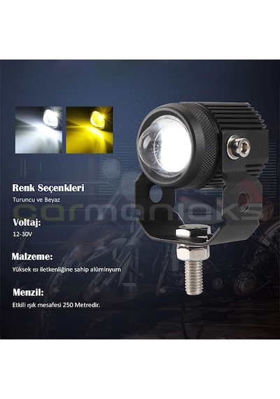 Aotrom Shooter Sis Lambası Motosiklet Led Spot Işık Beyaz-sarı