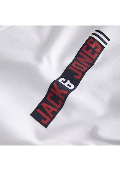 Jack & Jones Erkek Gögüs Baskili Bisiklet Yaka Tisört - Munk - 12298430 Beyaz