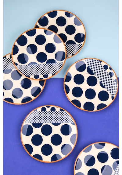Tabak Evi Porselen Spotty Pasta Tabağı 19,50cm Sp2 6 Kişilik 6 Parça Çok Renkli